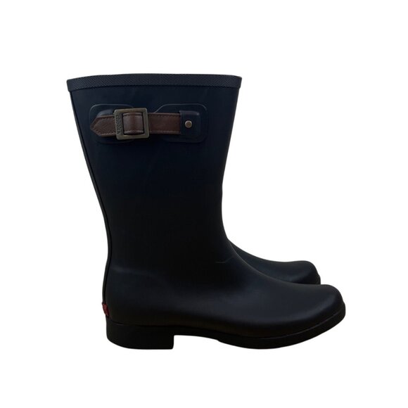 Chooka Womens Black Rubber With Adjustable Buckle Strap Rain Boots Size 9 - Picture 3 of 11